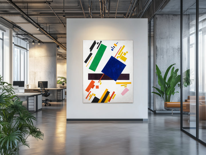 Suprematistische Komposition (blaues Rechteck über rotem Strahl) - Malewitsch