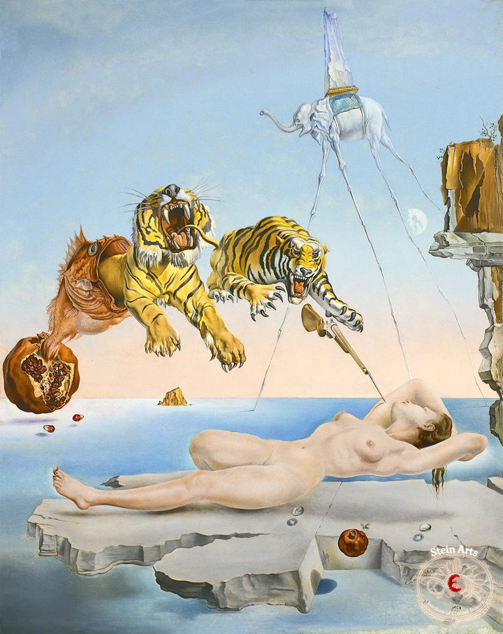 Traum, verursacht durch den Flug einer Biene um einen Granatapfel, eine Sekunde vor dem Aufwachen von Salvador Dalí
