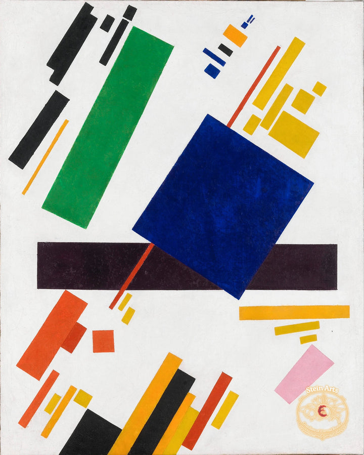 Suprematistische Komposition (blaues Rechteck über rotem Strahl) von Malewitsch